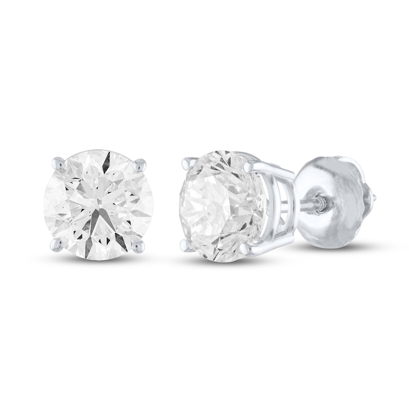 Main Image 1 of Certified Diamond Solitaire Earrings 2 ct tw 18K White Gold (I/VS2)