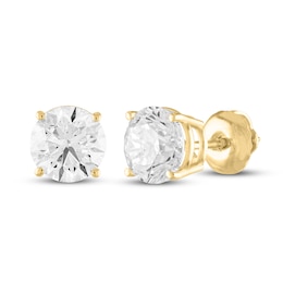 Certified Diamond Solitaire Earrings 2 ct tw 18K Yellow Gold (I/VS2)