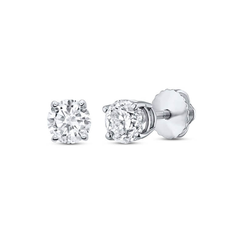 Main Image 1 of Diamond Solitaire Stud Earrings 7/8 ct tw Round-cut 14K White Gold (J/I3)