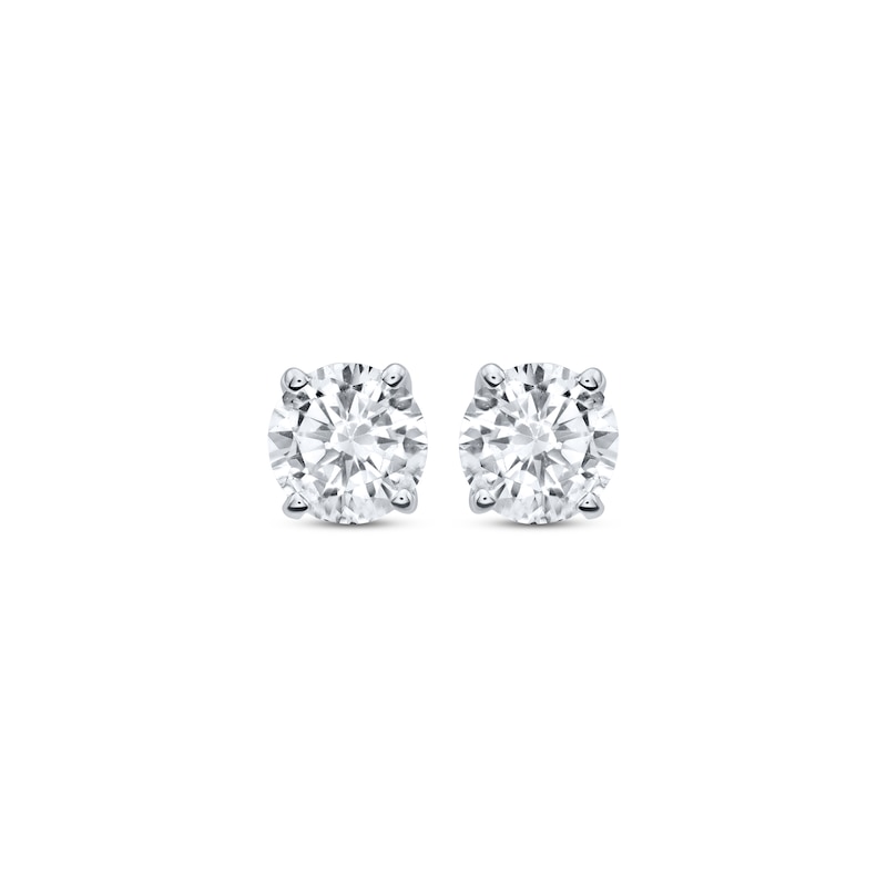 Main Image 2 of Diamond Solitaire Stud Earrings 7/8 ct tw Round-cut 14K White Gold (J/I3)