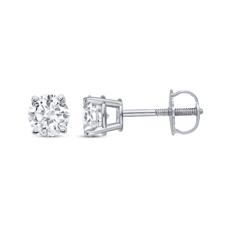 Main Image 3 of Diamond Solitaire Stud Earrings 7/8 ct tw Round-cut 14K White Gold (J/I3)