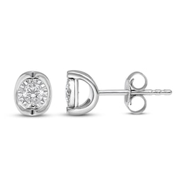 Diamond Solitaire Earrings 1/5 ct tw Round-cut Sterling Silver (J/I3)