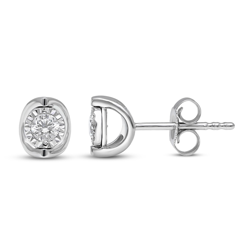 Main Image 1 of Diamond Solitaire Earrings 1/5 ct tw Round-cut Sterling Silver (J/I3)