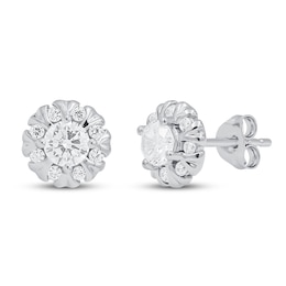 Diamond Halo Earrings 1 ct tw 10K White Gold (I/I2)