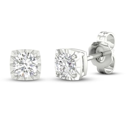 Diamond Solitaire Stud Earrings 1/4 ct tw Round-cut 10K White Gold (I/I3)