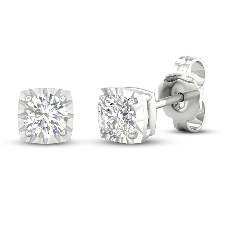 Main Image 1 of Diamond Solitaire Stud Earrings 1/4 ct tw Round-cut 10K White Gold (I/I3)