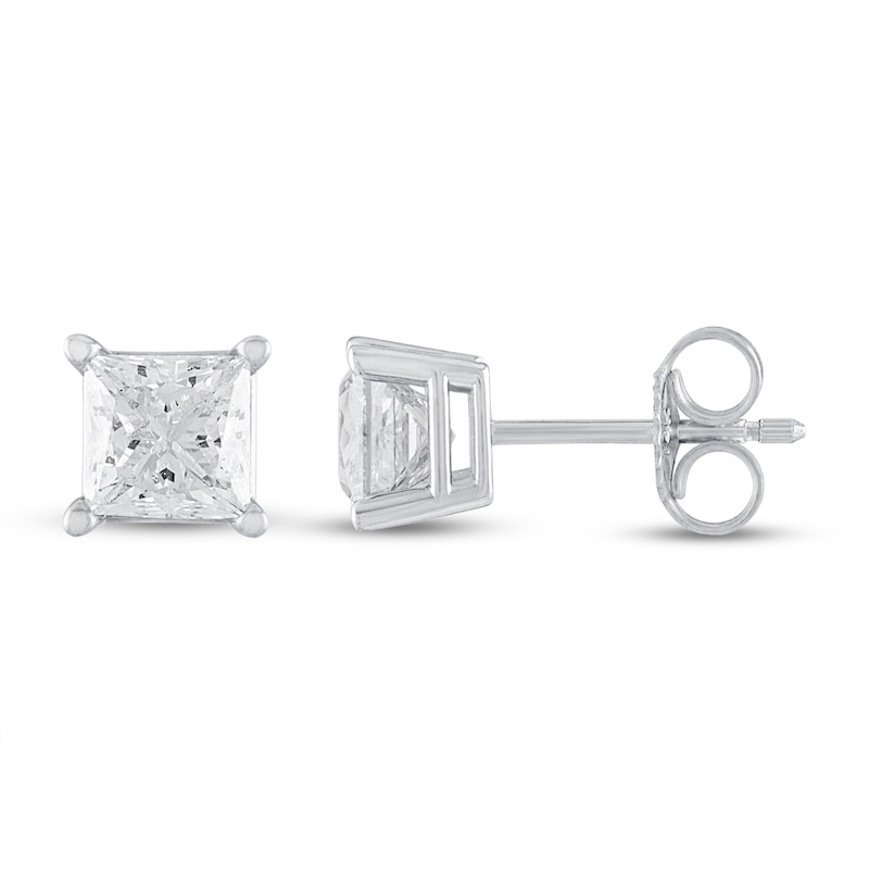 Diamond Solitaire Earrings 3/4 ct tw Princess-cut 14K White Gold (J/I3)