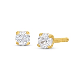 Diamond Solitaire Earrings 1/10 ct tw Round-cut 14K Yellow Gold (J/I2)