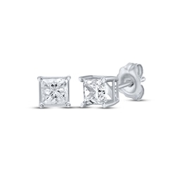 Diamond Solitaire Stud Earrings 5/8 ct tw Princess-Cut 14K White Gold (J/I3)