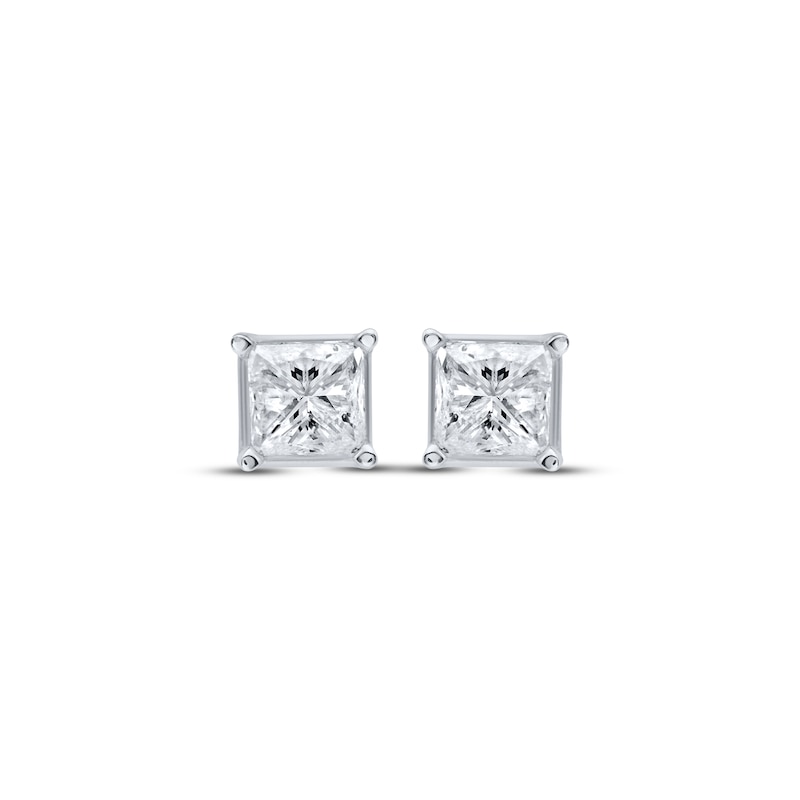 Main Image 2 of Diamond Solitaire Stud Earrings 5/8 ct tw Princess-Cut 14K White Gold (J/I3)