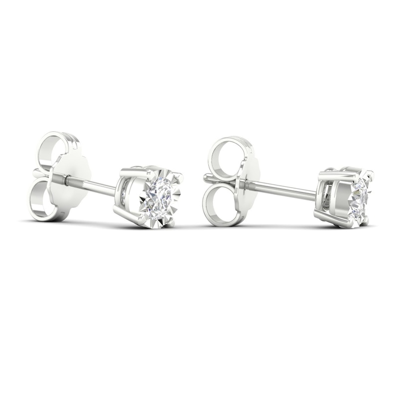 Diamond Solitaire Earrings 1/5 ct tw Round-cut Sterling Silver (J/I3)