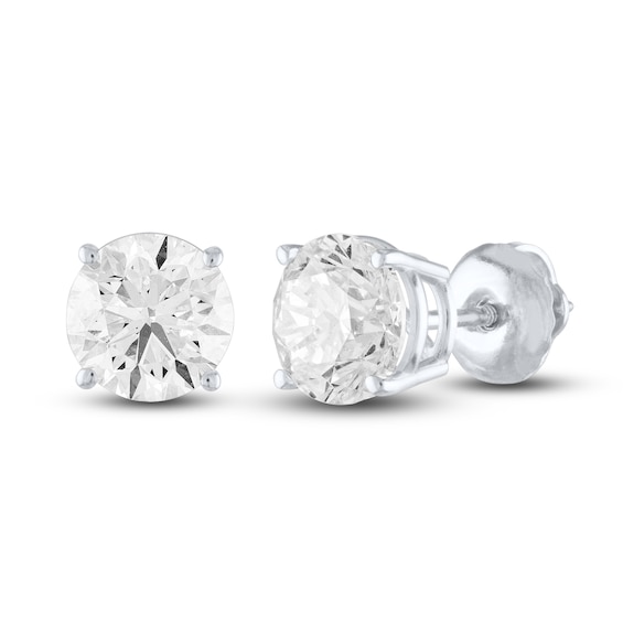 Diamond Solitaire Earrings 1-1/2 ct tw Round-cut 14K White Gold (I/I3)