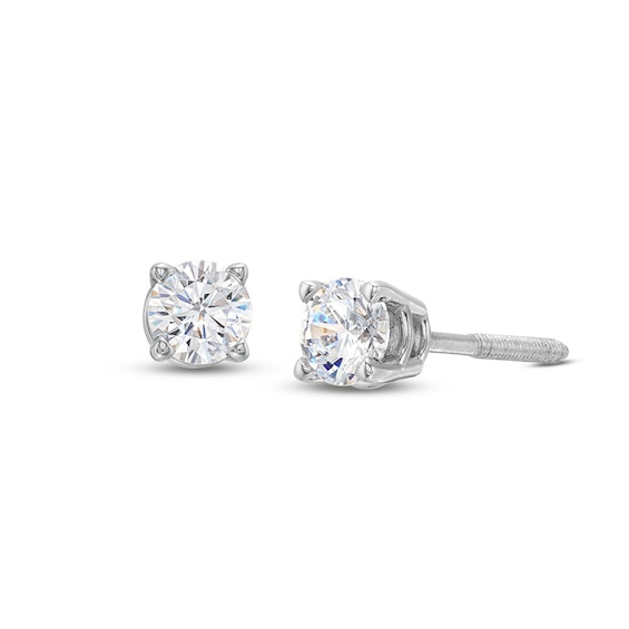 Diamond Solitaire Stud Earrings 1/3 ct tw Round-cut 14K White Gold (J/I1)