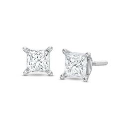 Diamond Solitaire Stud Earrings 3/4 ct tw Princess-cut 14K White Gold (J/I1)