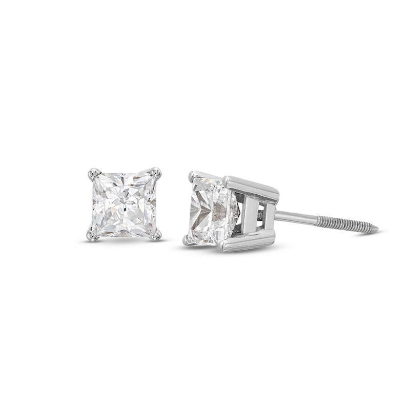 14K Square Cut Diamond Earring