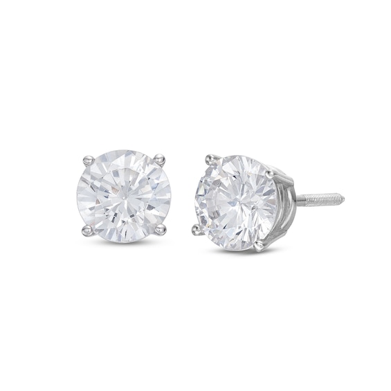 Diamond Solitaire Stud Earrings 1-1/2 ct tw Round-cut 14K White Gold (J/I1)