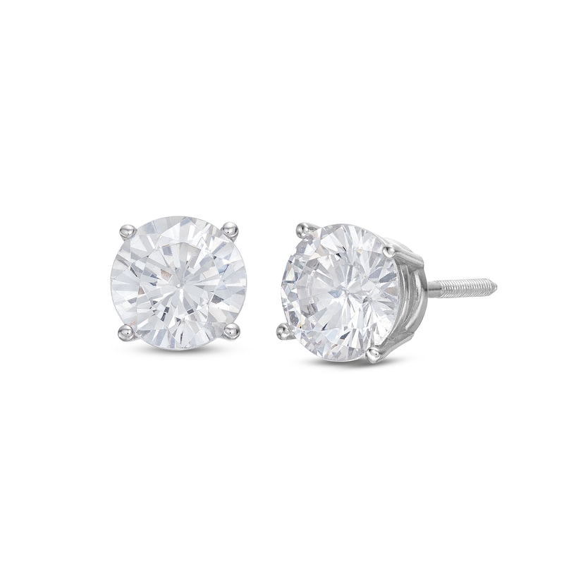 Diamond Solitaire Stud Earrings 1-1/2 ct tw Round-cut 14K White Gold (J ...