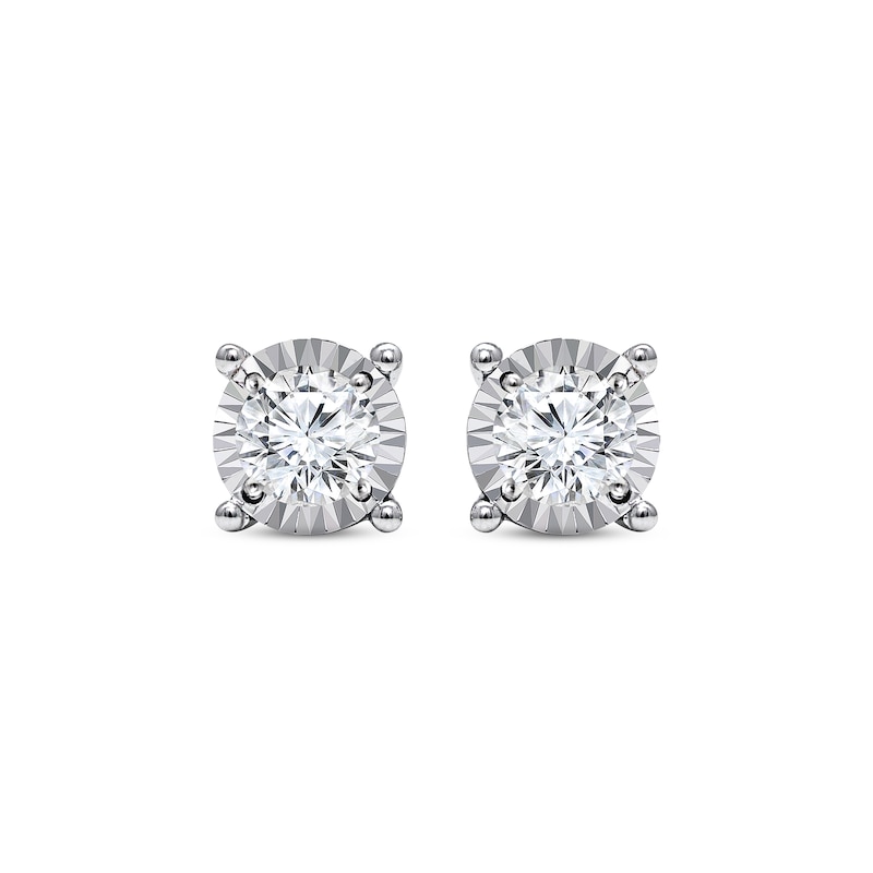 Main Image 2 of Radiant Reflections Diamond Solitaire Stud Earrings 7/8 ct tw Round-cut 10K White Gold (J/I3)