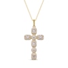 Thumbnail Image 0 of Baguette & Round-Cut Diamond Cross Necklace 3/4 ct tw 14K Yellow Gold 18"