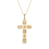 Thumbnail Image 2 of Baguette & Round-Cut Diamond Cross Necklace 3/4 ct tw 14K Yellow Gold 18"
