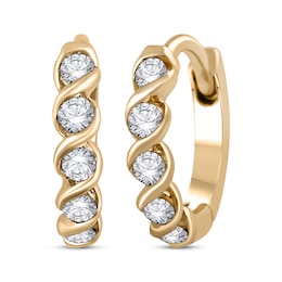 Diamond Twist Hoop Earrings 1/10 ct tw 10K Yellow Gold