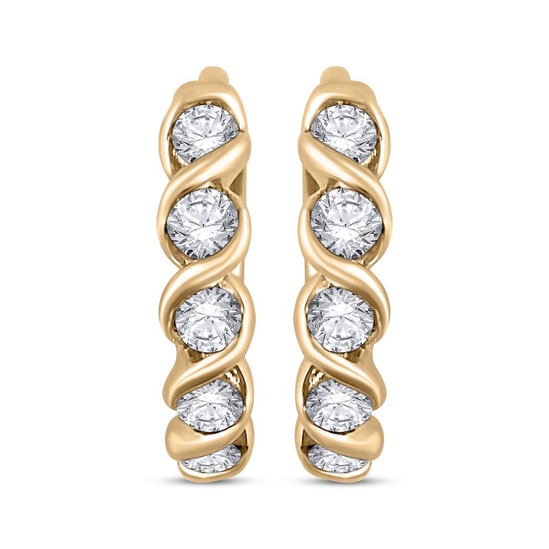 Diamond Twist Hoop Earrings 1/10 ct tw 10K Yellow Gold