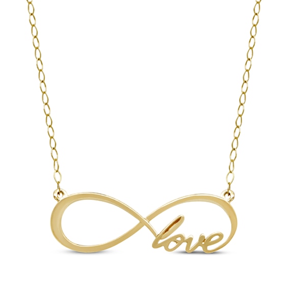 Infinity "Love" Necklace 10K Yellow Gold 17"