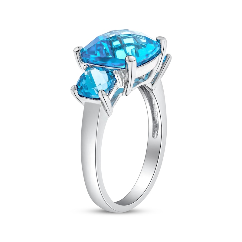 Main Image 2 of Cushion-Cut Sky & Swiss Blue Topaz Three-Stone Ring Sterling Silver