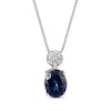 Thumbnail Image 1 of Oval-Cut Blue Lab-Created Sapphire & White Lab-Created Sapphire Necklace Sterling Silver 18&quot;