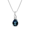 Thumbnail Image 1 of Pear-Shaped London Blue Topaz & White Lab-Created Sapphire Necklace Sterling Silver 18&quot;