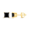 Thumbnail Image 3 of Princess-Cut Black Diamond Solitaire Stud Earrings 1 ct tw 14K Yellow Gold (I3)