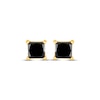 Thumbnail Image 1 of Princess-Cut Black Diamond Solitaire Stud Earrings 2 ct tw 14K Yellow Gold (I3)