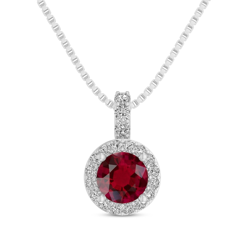 Main Image 1 of Lab-Created Ruby & White Lab-Created Sapphire Necklace Sterling Silver 18&quot;