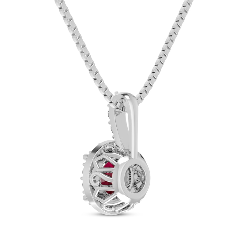 Main Image 3 of Lab-Created Ruby & White Lab-Created Sapphire Necklace Sterling Silver 18&quot;