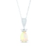 Thumbnail Image 1 of Pear-Shaped Opal & Diamond Accent Necklace 10K White Gold 18&quot;