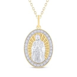 Diamond Our Lady of Guadalupe Necklace 1/10 ct tw 10K Two-Tone Gold 18&quot;