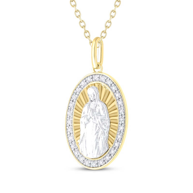 Main Image 2 of Diamond Our Lady of Guadalupe Necklace 1/10 ct tw 10K Two-Tone Gold 18&quot;