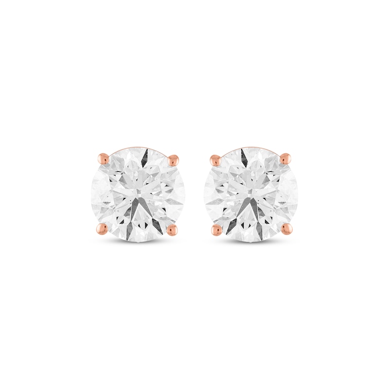 Main Image 2 of Round-Cut Diamond Solitaire Stud Earrings 1-1/2 ct tw 14K Rose Gold (J/I2)