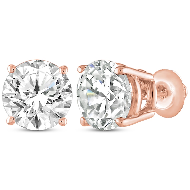 Main Image 1 of Round-Cut Diamond Solitaire Stud Earrings 2 ct tw 14K Rose Gold (J/I2)