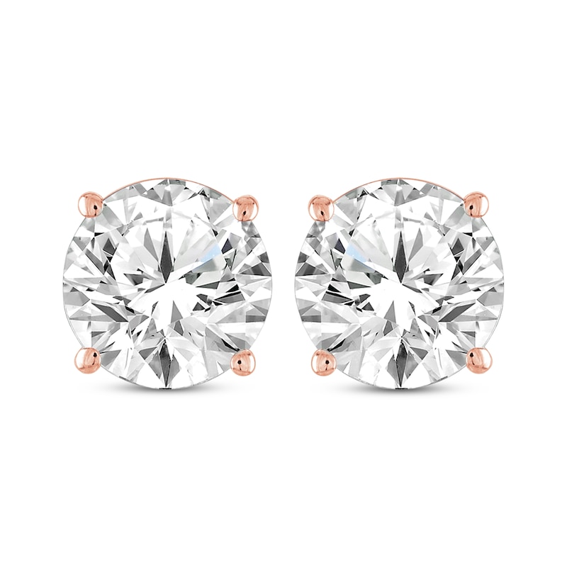 Main Image 2 of Round-Cut Diamond Solitaire Stud Earrings 2 ct tw 14K Rose Gold (J/I2)