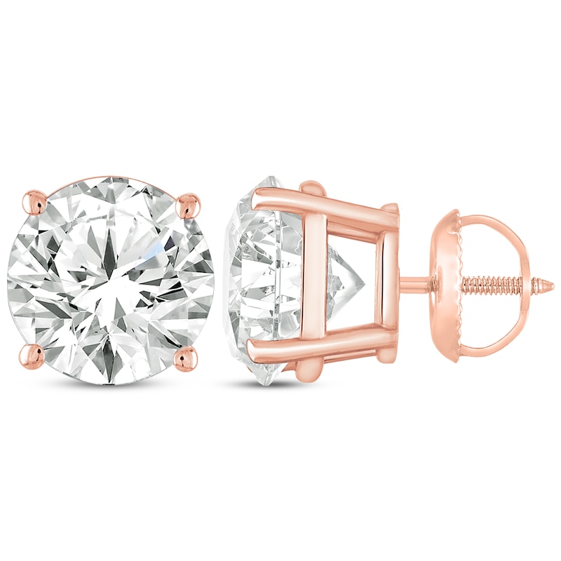 Main Image 3 of Round-Cut Diamond Solitaire Stud Earrings 2 ct tw 14K Rose Gold (J/I2)