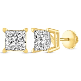 Princess-Cut Diamond Solitaire Stud Earrings 1 ct tw 14K Yellow Gold (J/I2)