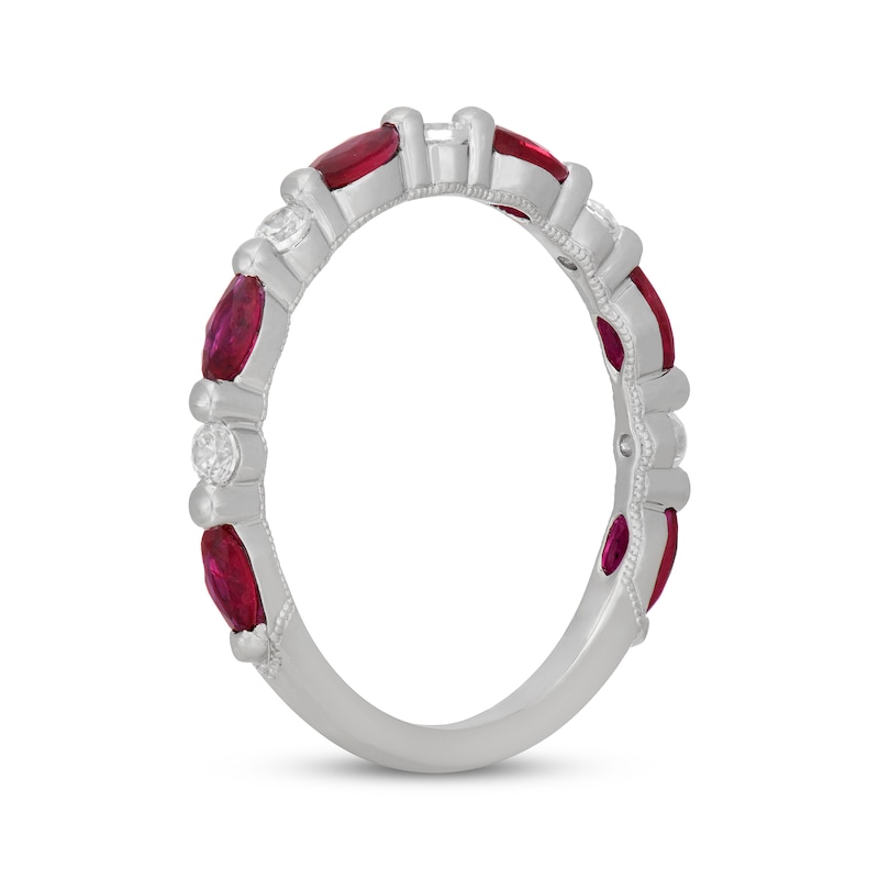 Main Image 2 of Neil Lane Marquise-Cut Natural Ruby & Diamond Anniversary Ring 1/6 ct tw 14K White Gold