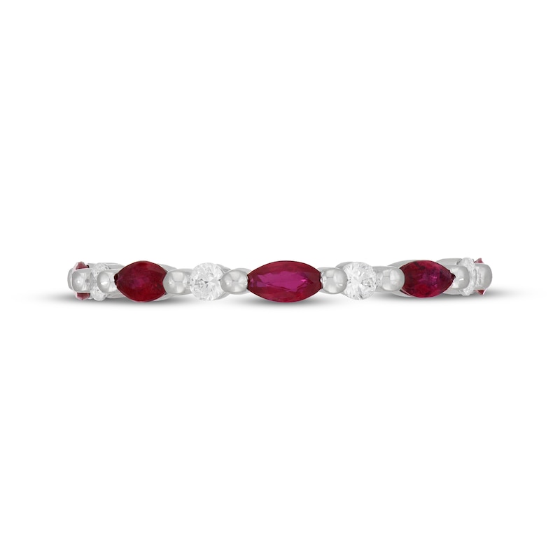 Main Image 3 of Neil Lane Marquise-Cut Natural Ruby & Diamond Anniversary Ring 1/6 ct tw 14K White Gold