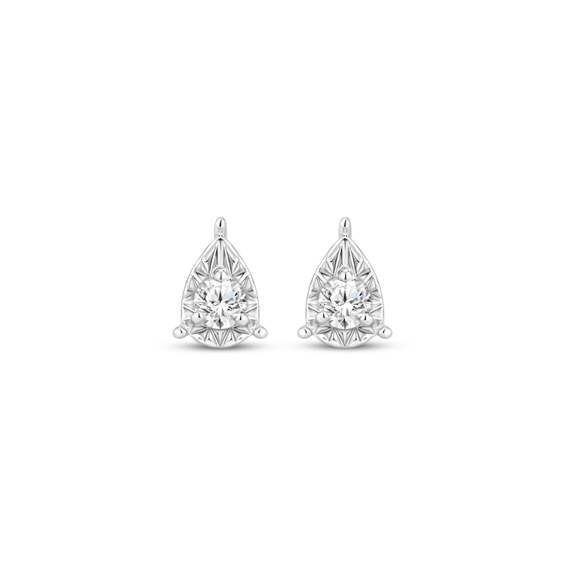 Radiant Reflections Round-Cut Diamond Solitaire Pear Frame Stud Earrings 1/6 ct tw Sterling Silver (J/I3)