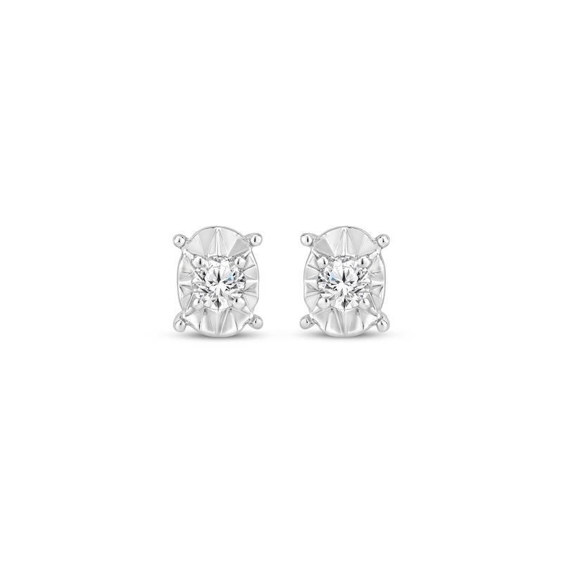 Main Image 2 of Radiant Reflections Round-Cut Diamond Solitaire Oval Stud Earrings 1/6 ct tw Sterling Silver (J/I3)