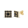 Thumbnail Image 0 of Men's Square-Cut Black Diamond Halo Stud Earrings 1/2 ct tw 10K Yellow Gold