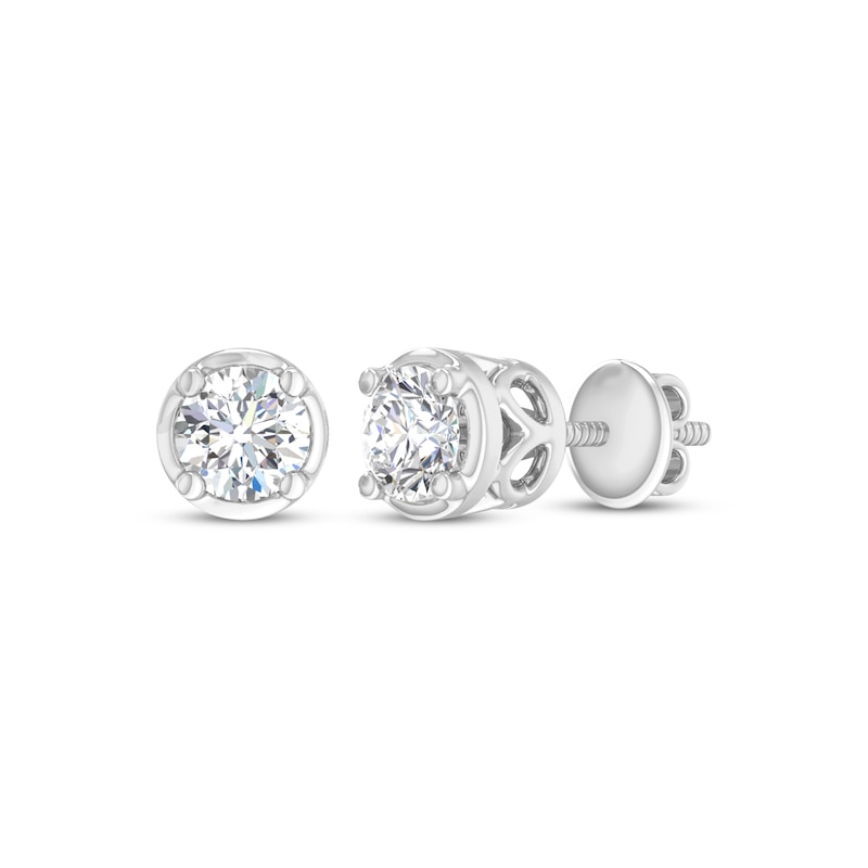 Round-Cut Diamond Bezel-Look Solitaire Stud Earrings 1/4 ct tw 14K White Gold (I/I2)