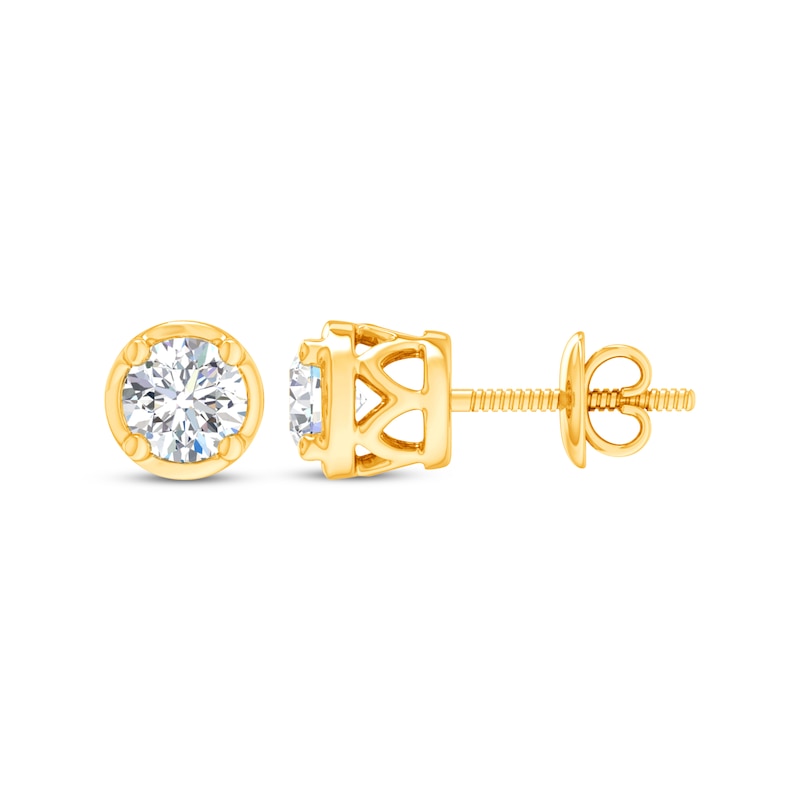 Round-Cut Diamond Bezel-Look Solitaire Stud Earrings 1/4 ct tw 14K Yellow Gold (I/I2)