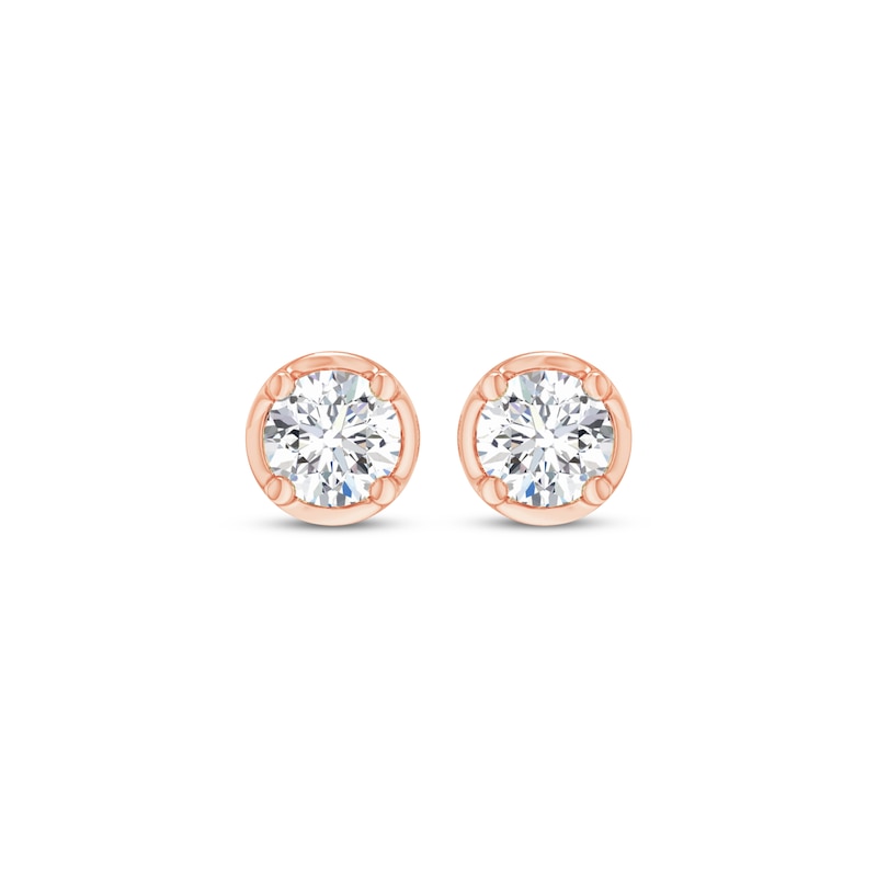 Round-Cut Diamond Bezel-Look Solitaire Stud Earrings 1/4 ct tw 14K Rose Gold (I/I2)